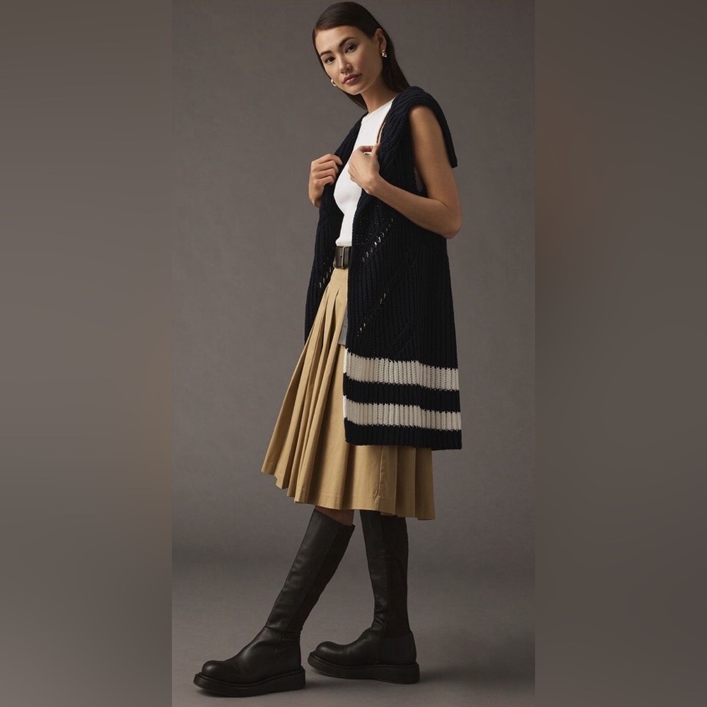Anthropologie Maeve Striped Sleeveless Sweater Duster Size XS/S